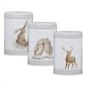 WRENDALE DESIGNS TEA, COFFEE AND SUGAR CANISTERS HARE,OWL AND DEER