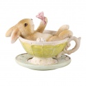 BUNNY IN COFFEE CUP GREEN RESIN