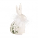 PORCELAIN SITTING BUNNY WITH  GREEN FLOWERS SMALL