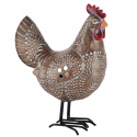 STANDING CHICKEN BROWN RESIN & WIRE WITH MIRROR DETAILS