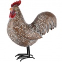 STANDING ROOSTER BROWN RESIN & WIRE