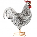 STANDING ROOSTER BLACK & WHITE RESIN