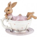 BUNNY IN A TEACUP PINK RESIN
