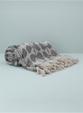 GISELA GRAHAM WOVEN THROW GREY LEAF CHAIN