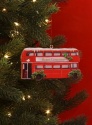 GISELA GRAHAM WOODEN RED BUS ORNAMENT