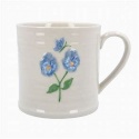 GISELA GRAHAM LARGE STONEWARE MUG BLUE VIOLAS & BUTTERFLY