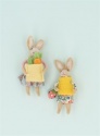 GISELA GRAHAM NATURAL WOOL BUNNY IN DRESS WITH BUCKET