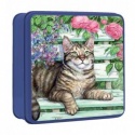 GRANDMA WILD'S TABBY CAT ON A BENCH TIN