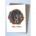 DOUBLE CARD WITH ENVELOPE THE CHRISTMAS WREATH DEERHOUND