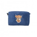 WRENDALE DESIGNS EMBROIDED MAKE UP BAG DAISY COO HIGHLANDER COW 20CM X 13CM