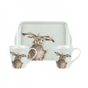 WRENDALE DESIGNS HARE BRAINED MUG & TRAY SET