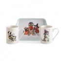 WRENDALE DESIGNS HALLOWEEN TRICK OR TREAT MUG & TRAY SET