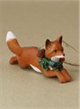 GISELA GRAHAM RESIN FOX WITH HOLLY/IVY LYING