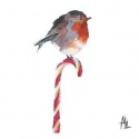 CANDY CANE ROBIN LUNCH NAPKIN