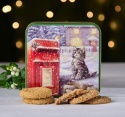 GRANDMA WILD'S EMBOSSED KITTEN & POSTBOX  BISCUIT TIN
