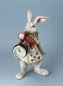 GISELA GRAHAM RESIN ALICE IN WONDERLAND WHITE RABBIT WITH WORKING CLOCK