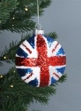 GISELA GRAHAM GLASS SPARKLING UNION JACK FLAG BAUBLE
